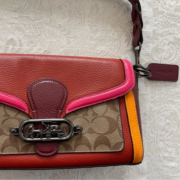 COACH SMALL JADE PEBBLE LEATHER CROSSBODY / SATCHEL w/ Signature Canvas. EUC - Picture 8 of 8